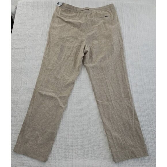 NEW Perry Ellis Linen Blend Pullup Drawstring Pants Men's 38x32 Tan NWT Resort - Picture 2 of 15
